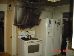Kitchen with smoke damage